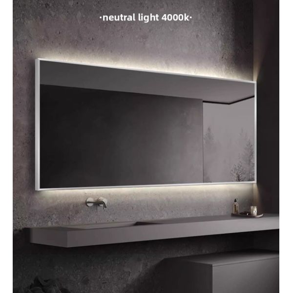 Premium Modern Aluminum Alloy Frame Rectangular LED Bathroom Light Elegant Luxury Anti-Fog Touch Bath Mirrors for Hotel