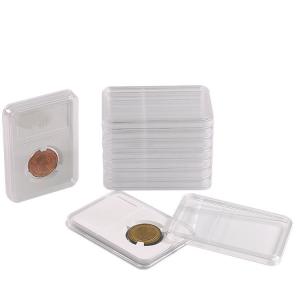 Quality Clear PMMA Acrylic Coin Holder Case , 20mm 25mm Challenge Coin Display Stand for sale