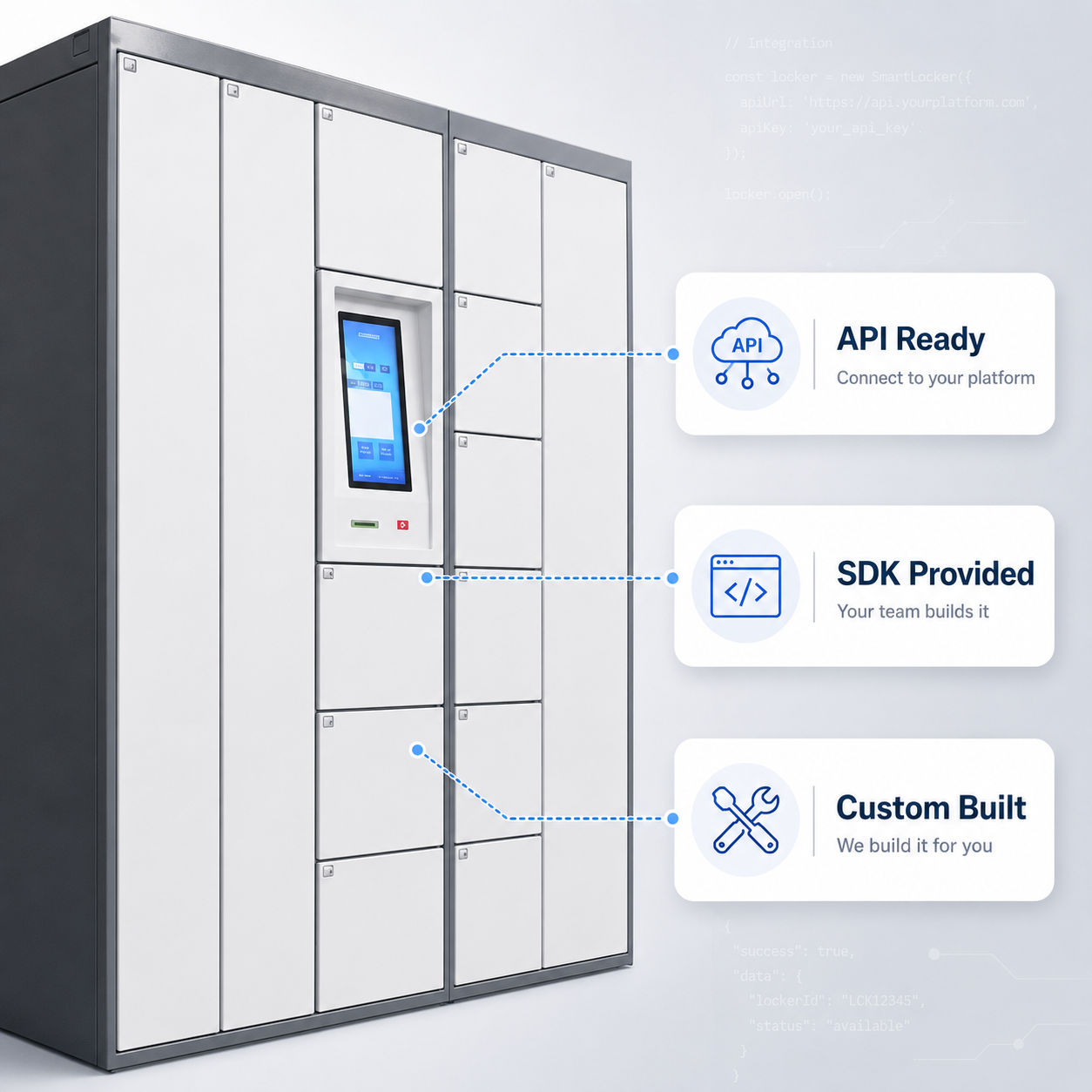 Winnsen Smart Laundry Locker with 15.6" Android Touchscreen, Cloud Remote Management, and Customizable Compartments