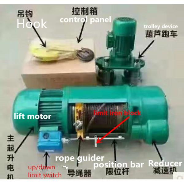Remote Control 25t 8M/Min EOT Wire Rope Crane Hoist