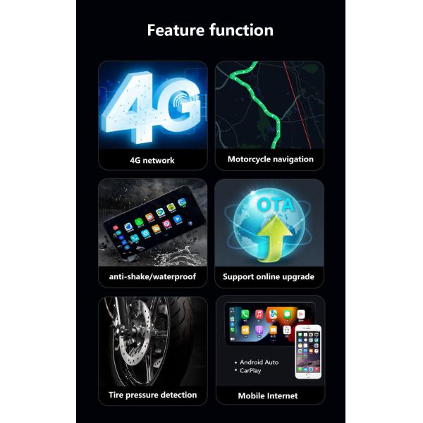 Portable 6.3 Inch Android Motorcycle GPS Navigation CarPlay Android Auto With DVR Supports Radio Function Wireless Motorcycles