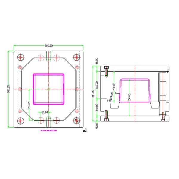 PET Transparent Material Cold Runner Injection Molding High Polish Two Different Size Bins