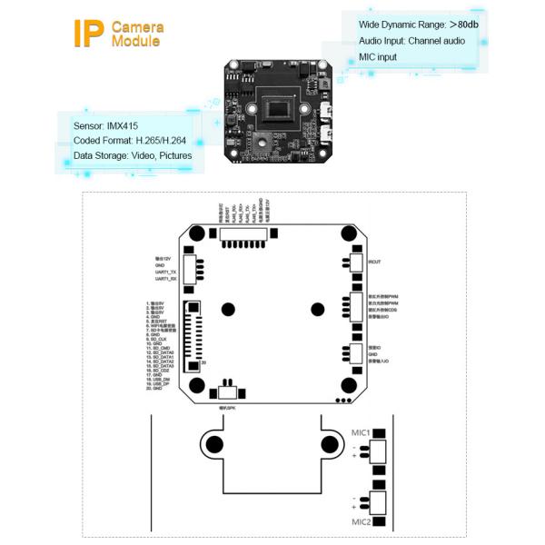 8 Millon Pixels IMX415 4k 30fps Ip Network H.265 H.264 Camera Module