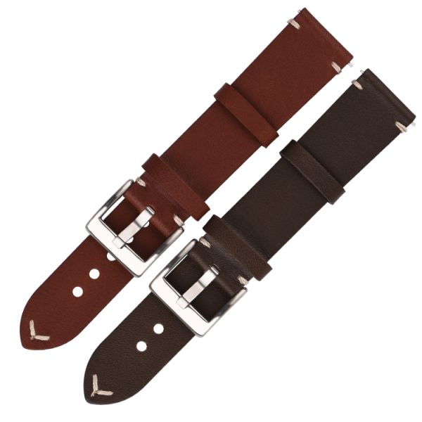 22mm Classic Brown Leather Watch Strap