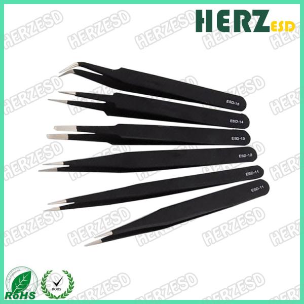 Flexible Durable ESD Safe Tools , Thin Square Flat Tip Tweezers For Medical Device