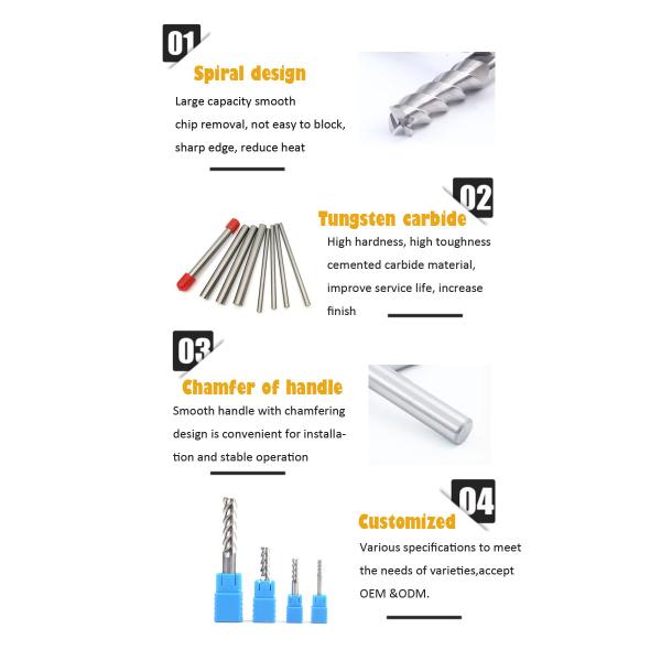 Solid end mill HRC45 3 flutes