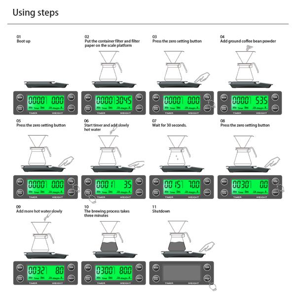 19.5cm Long ABS LCD Pocket Coffee Weighing Scale