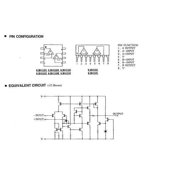 NJM4558D DUAL OPERATIONAL AMPLIFIER amplifier ic chip common integrated circuits