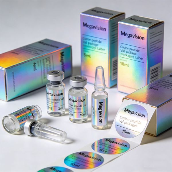 Customized ROHS Compliant Waterproof Packaging Label Permanent Adhesive Durable Laboratory Peptide Vial Bottle Label Stickers