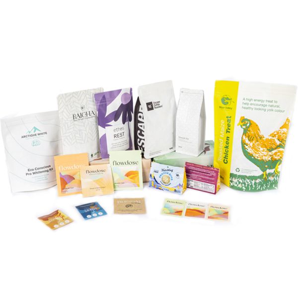 Customized Moisture-Proof Biodegradable Plastic Stand-up Zipper Pouch Bag Flat Bottom with Packaging for Tea Food