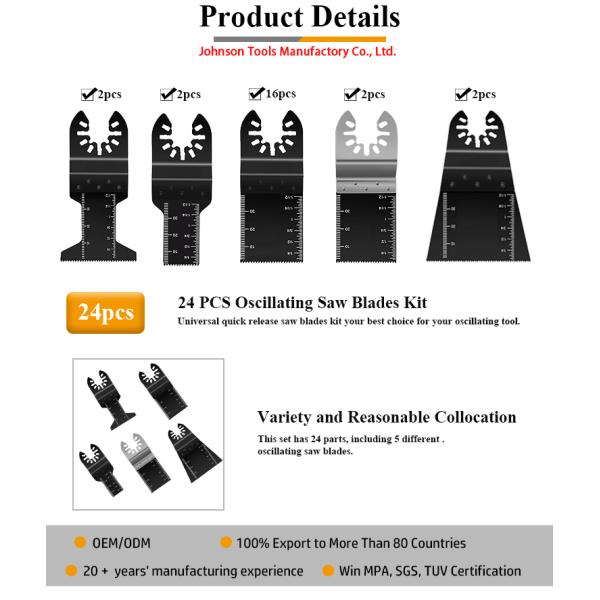 24PCS Universal Metal Wood Oscillating Multitool Quick Release Multi Tool Saw Blades