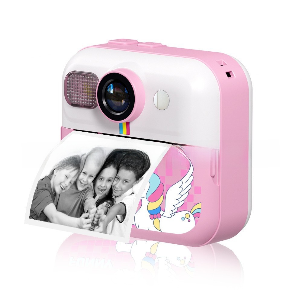 Instant Print Children's Digital Thermal Mini Camera with CMOS Sensor MicroSD Plastic 4K Video 2.4" Screen Dual Lenses