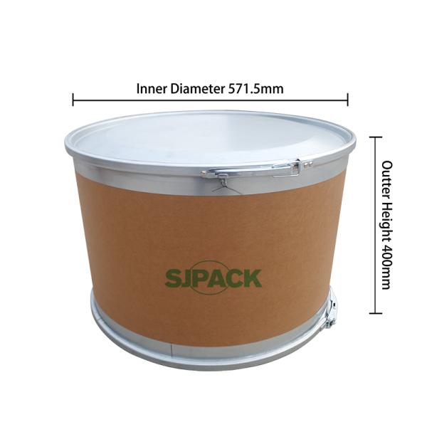 90L Hot Melt Glue Fiber Drum with Steel Cover - 571.5mm Diameter