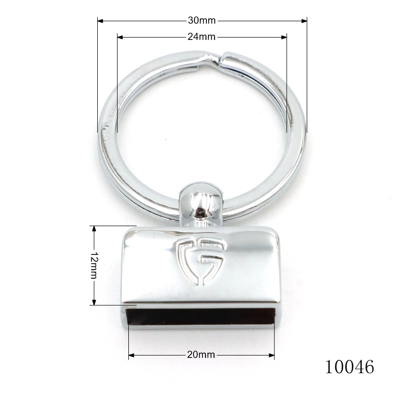 Custom Logo Key Fob Hardware | 20mm Leather Strap Holder with 30mm Split Key Ring