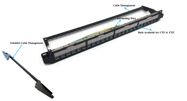 19-inch 1U Modular Type Rack Mount Patch Panel UTP & FTP for Networking and Cabling