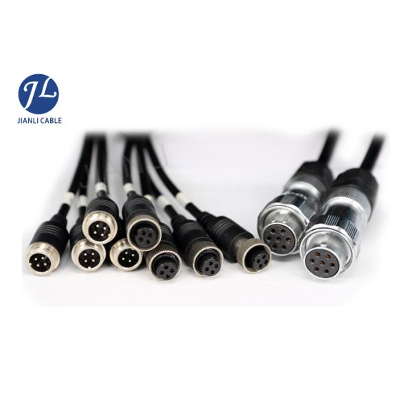 7 Pin Spring Coiled Electrical Cable With 3 AV Inputs For Rearview Car Camera System