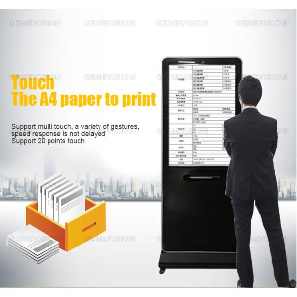 Wifi Network Touch Screen Kiosk with Printer, Indoor Floor Standing Lcd Advertising Standee Kiosk