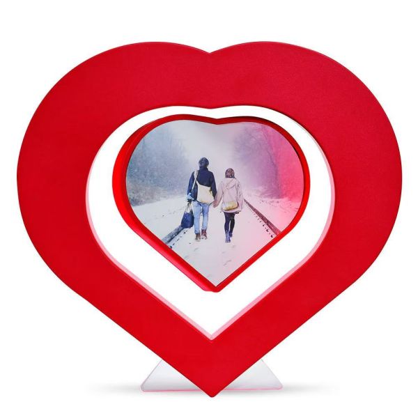 Heart Shaped Sublimation Magnetic Levitating Picture Frame Double Sided Creative Birthday Gift Home Decor Wedding Family Photo Frame