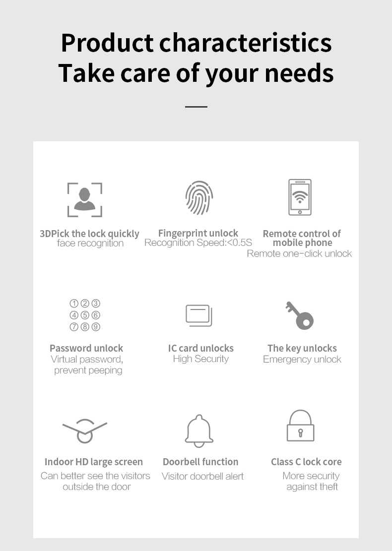 FD761 Smart Door Lock Smart Fingerprint Lock Smart Face Lock