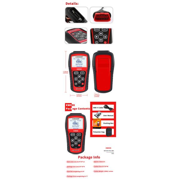 2.8 Inches Auto Engine Code Analyzer Diagnostic Test Machine For Cars I/M Readiness Status