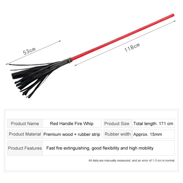Red Handle Fire Whip, 171cm Rubber Strip Forest Fire Extinguisher, Portable Wildfire Beater for Emergency Fire Fighting