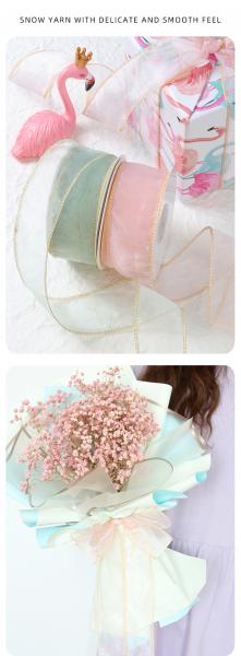 Factory wholesale high quality florist sheer organza ribbon with satin edge