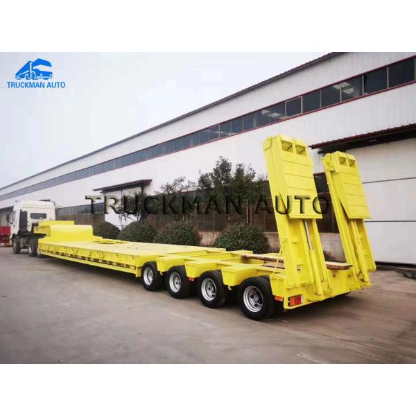 Heavy Duty Flatbed Low Bed Semi Trailer 4 Axles Extra Durability Designed