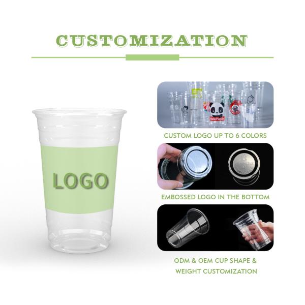 Cold Drink Eco Friendly Biodegradable Compostable Clear PET Disposable PLA Cups Plastic
