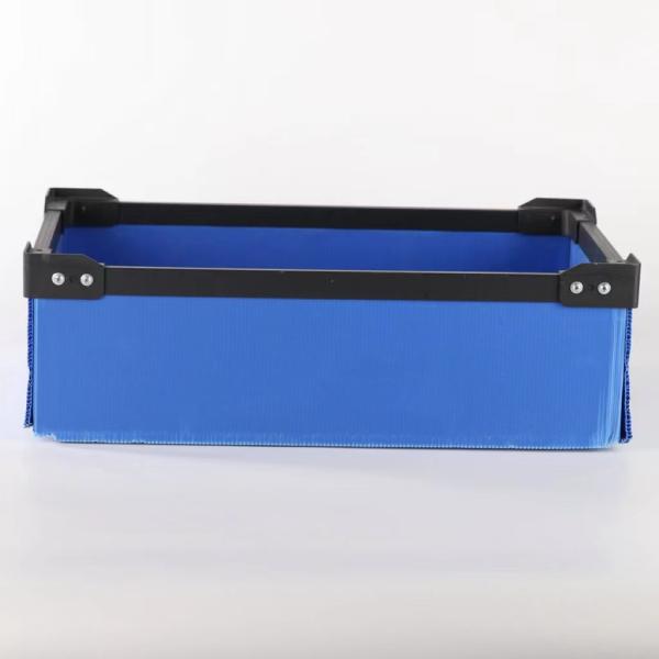 Stackable Plastic Shipping Box Impact Resistant Corrugated Plastic Tote Trays Blue