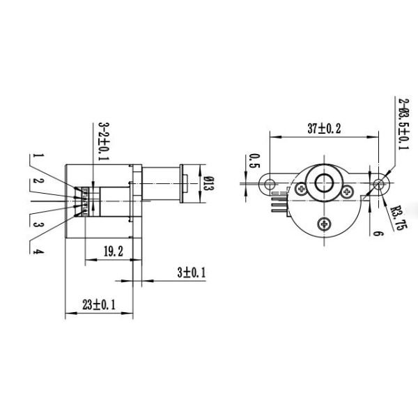 3.3VDC 25mm High Torque Linear Stepper Motor with 2-2 Phase Drive and 7.5° Step Angle
