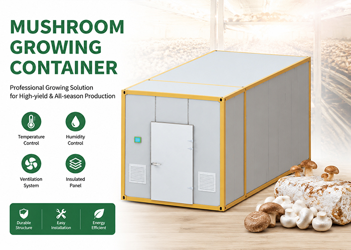 Intelligent mushroom growing container exterior view