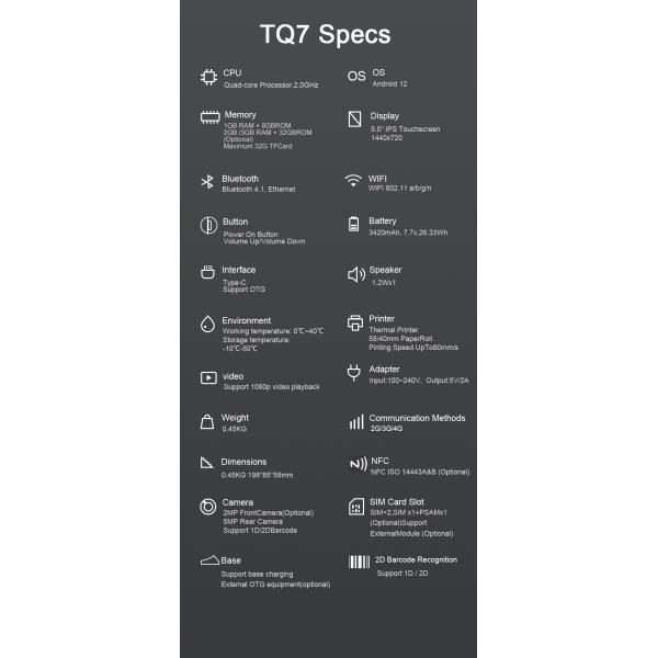 Mobile Smart POS Terminal NFC Scanner Android System 1440x720