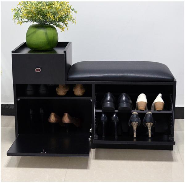 Black Knock Down Package Space Saving Entryway Shoe Bench