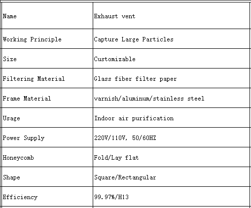 99.97% H13 Exhaust Vent Built In Backdraft Damper Airflow Vent