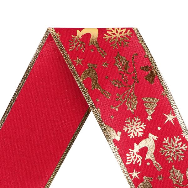 Customized Polyester Wired Edge Ribbon Roll for Christmas Crafts Polyester Material