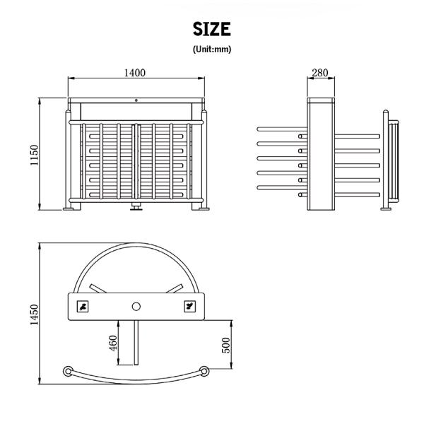 120 Degree Semi Automatic Waist Height Turnstile High Security
