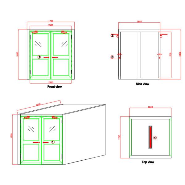 Big Area Dynamic Pass Box , Clean Room Pass Through Window With Double Leaf Swing Doors