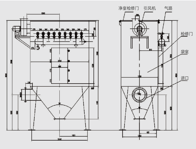 Installation schematic diagram of dust collector system