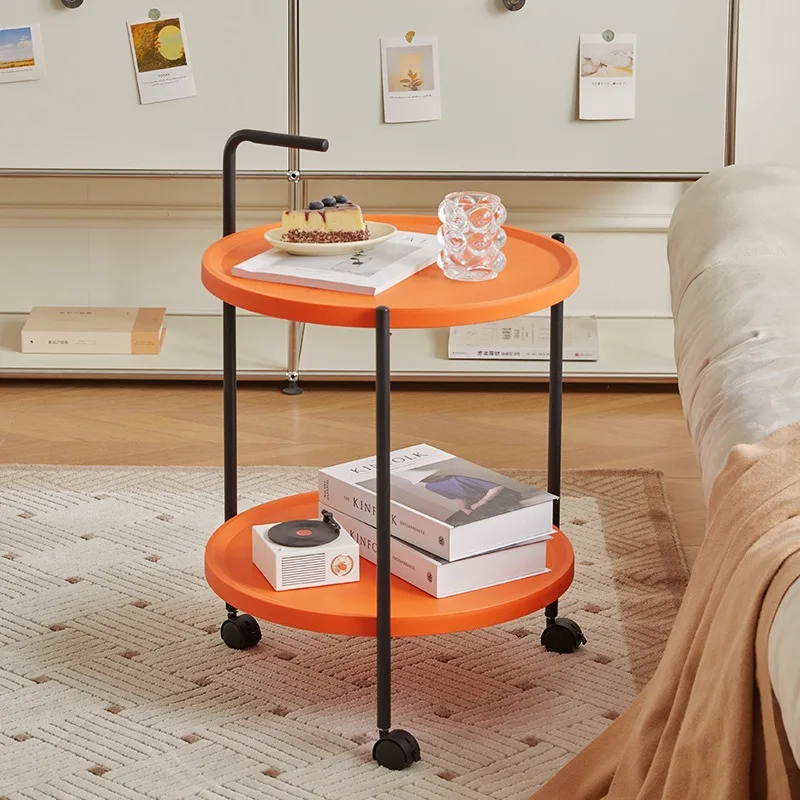 Simple Small Coffee Table Double-layer Sofa Side for Apartment Living Room Corner Modern End Movable Shelf
