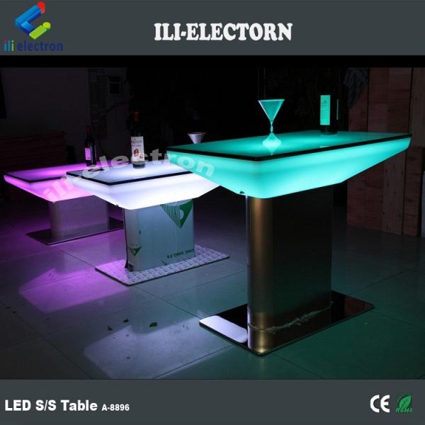 High top stainless steel base plastic led lighting table