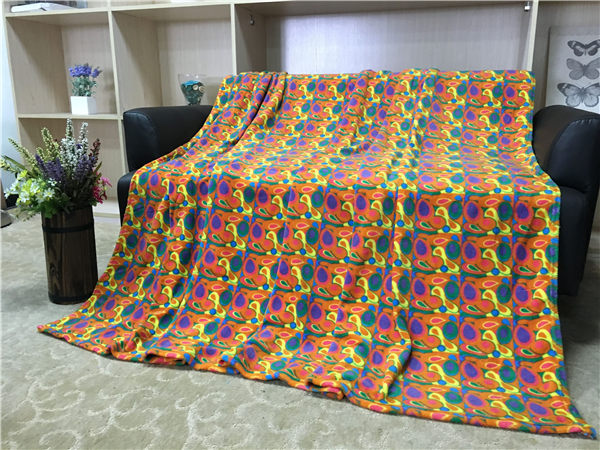 Polyester Flannel Print Blanket Super Soft , Flower Printed Cute Throw Blankets