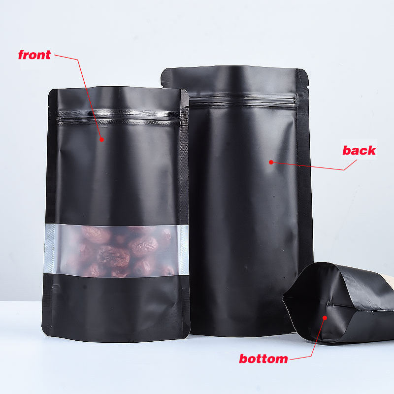 Custom Print Window Pouch Standup Ziplock Bag Resealable Moisture Proof Packaging Self Sealing Laminated Plastic Zipper Food Bag