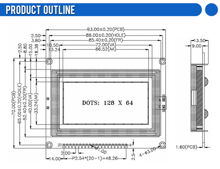 Grey Film 12864A-A With Array Backlight SBN0064 Controller Parallel Port Operating Temperature -30+70
