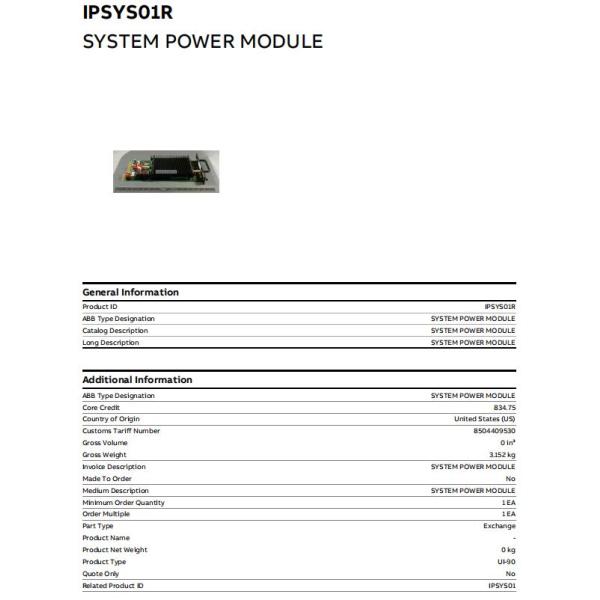 IPSYS01 ABB System Power Module