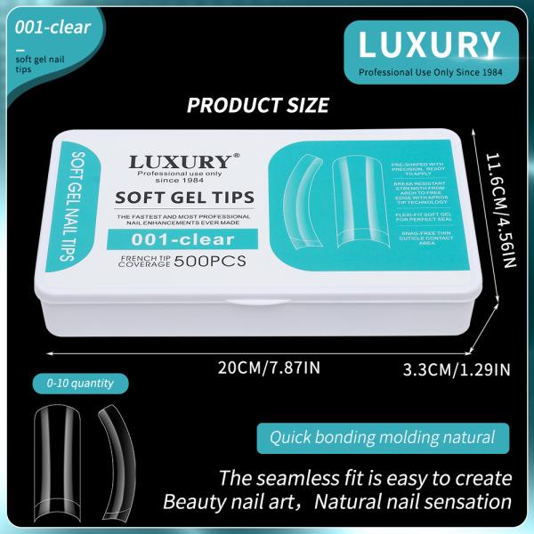 500PCS Clear Matte Full Coverage Press-on Nails Medium Length Square Shape False Nails for DIY Manicure