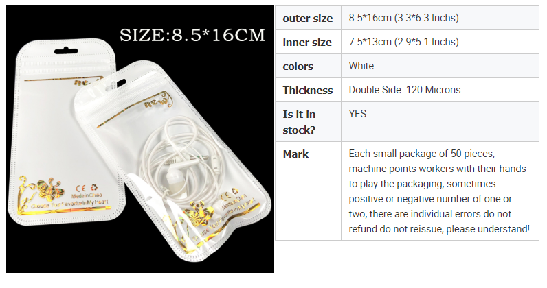 0.09mm Zip Lock Plastic Bags For Earphone Packing