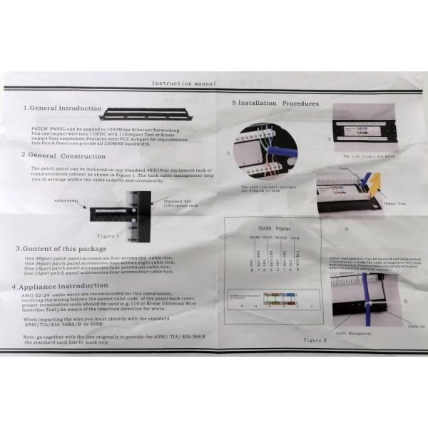 Black RJ45 1U 19" FTP UTP 24 Ports Cat5e Network Patch Panel