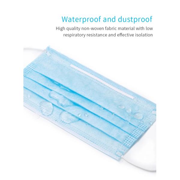 Disposable Blue Earloop Face Mask , Odorless Disposable Protective Mask