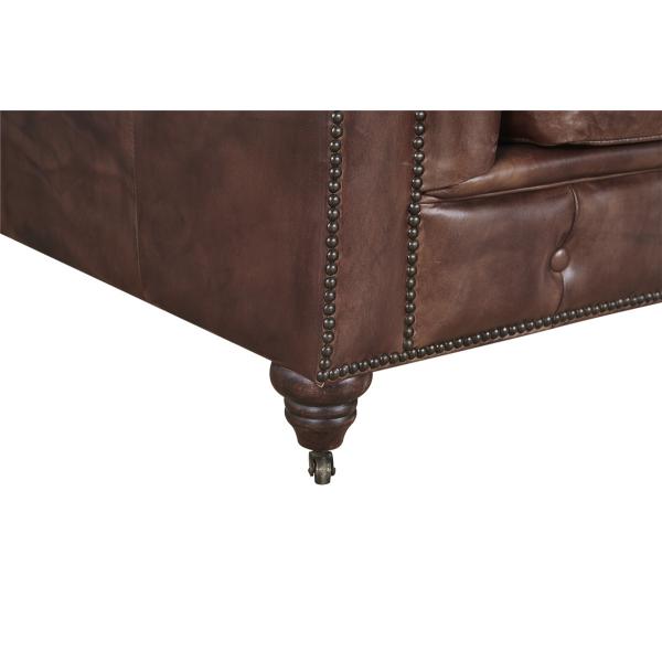 Chesterfield 2 Seater Chocolate Leather Sofa , Modern Sectional Two Person Sofas