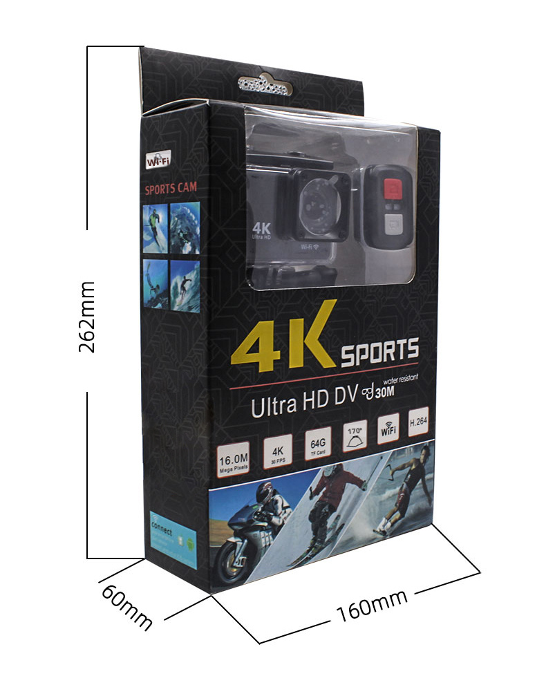 4K Action Camera Slow Motion Camera Time Lapse Camera for Skiing Outdoor Adventure 170° Angle Camera 30m Waterproof Camera Wifi
